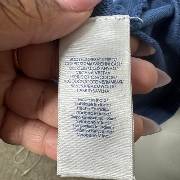 Chaps Women’s 3X Blue White Striped Ombre Henley Top 3/4‎ Sleeve 100% Cotton - Picture 5 of 7